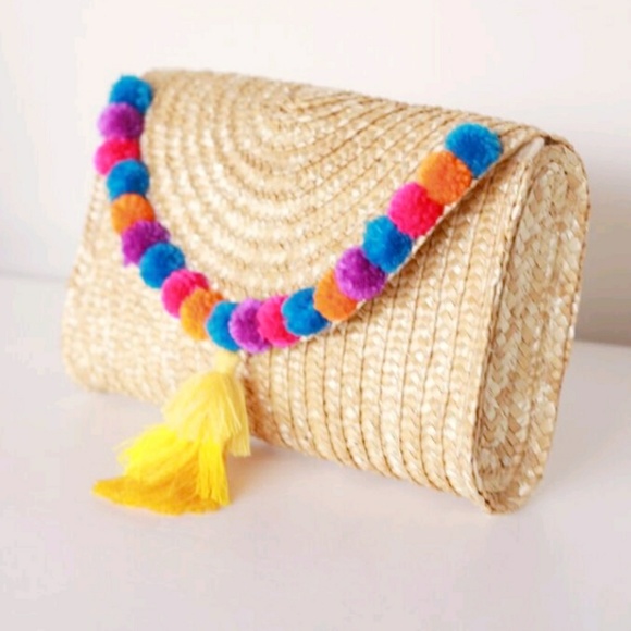 HOST PICK Straw pompom handmade tassel clutch - Picture 2 of 4